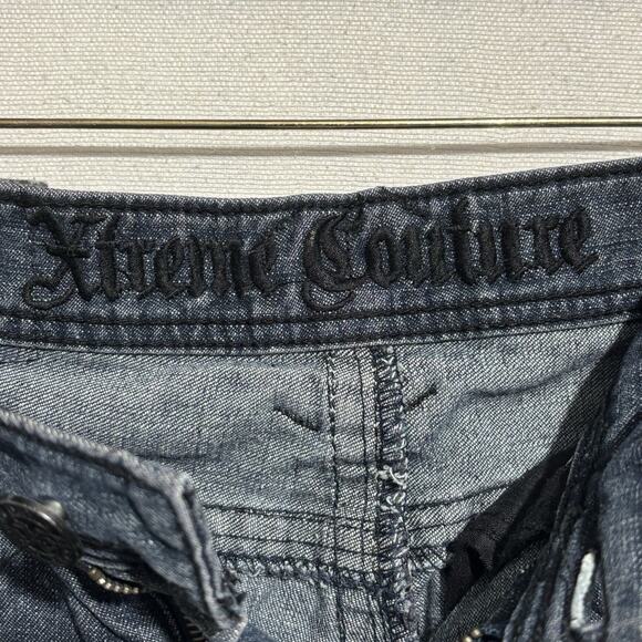 Xtreme Couture Jeans 30 x 32 Y2K Biker Embroidered Flip Pockets Straight Leg - Picture 3 of 16